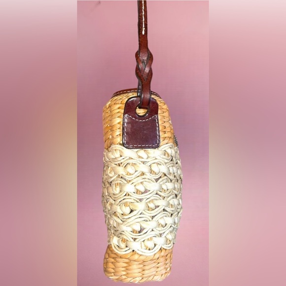 Brighton Sadie Straw Raffia Leather Shoulder Bag - Picture 3 of 7